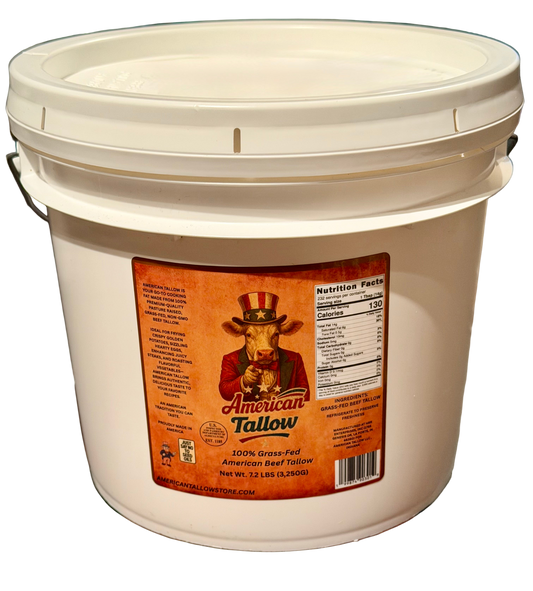 American Tallow 1 Gallon (7.2 lbs) 100% Grass-Fed Beef Tallow – Bulk, Pasture-Raised, Non-GMO, All-Natural Cooking Fat