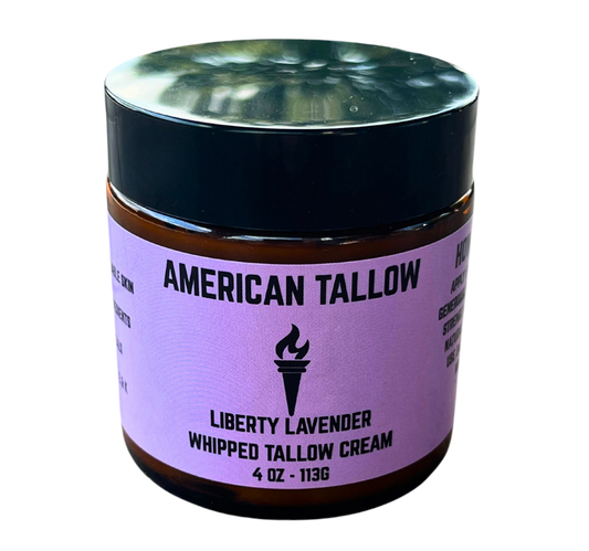 American Tallow Skin Cream  Liberty Lavender Whipped Tallow Cream 4 oz Glass Jar
