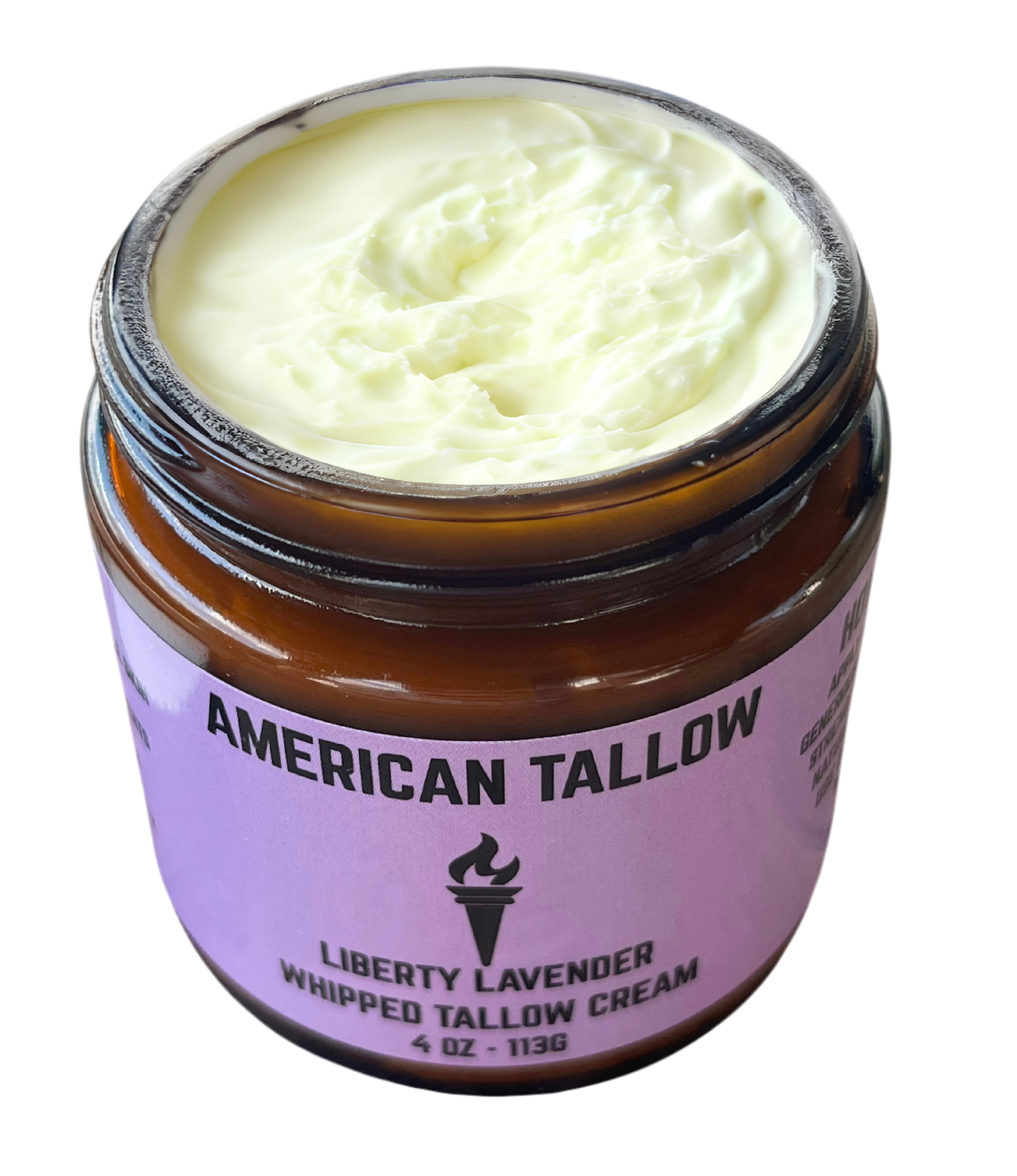 American Tallow Skin Cream  Liberty Lavender Whipped Tallow Cream 4 oz Glass Jar
