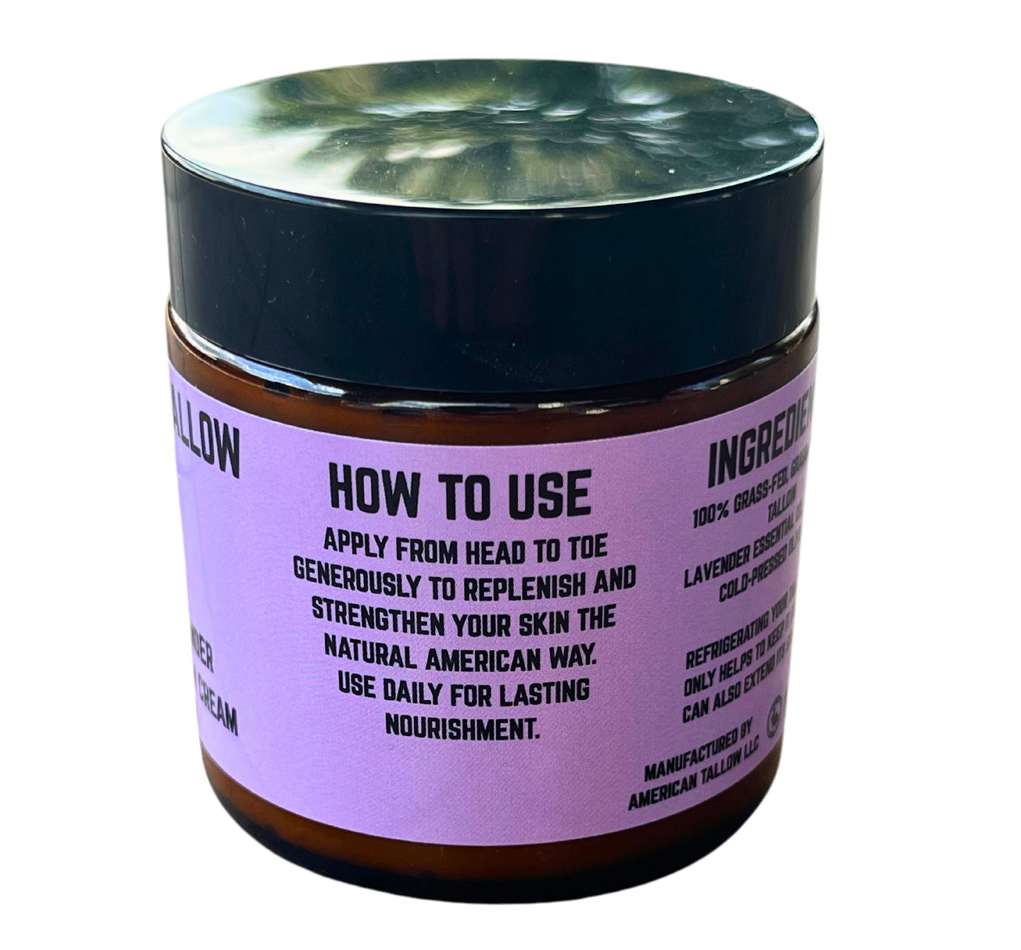 American Tallow Skin Cream  Liberty Lavender Whipped Tallow Cream 4 oz Glass Jar