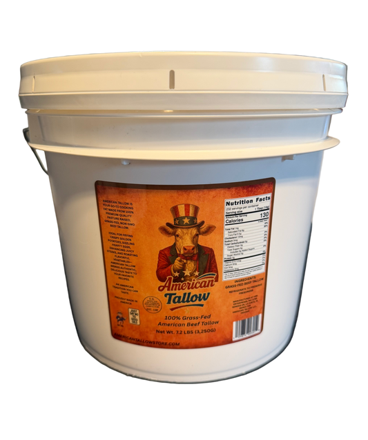 American Tallow 1 Gallon (7.2 lbs) 100% Grass-Fed Beef Tallow – Bulk, Pasture-Raised, Non-GMO, All-Natural Cooking Fat