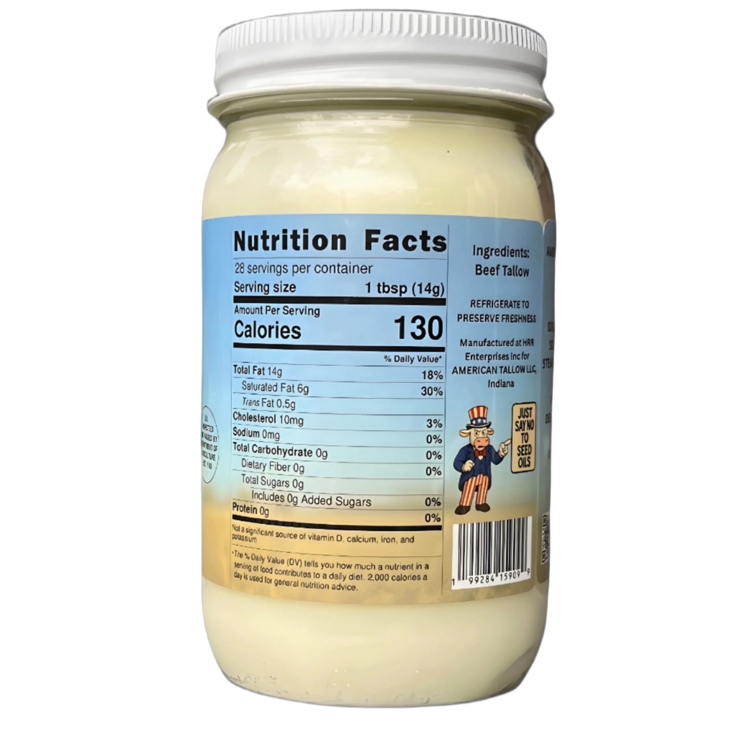 American Tallow's 100% Beef Tallow 14 oz Glass Jar