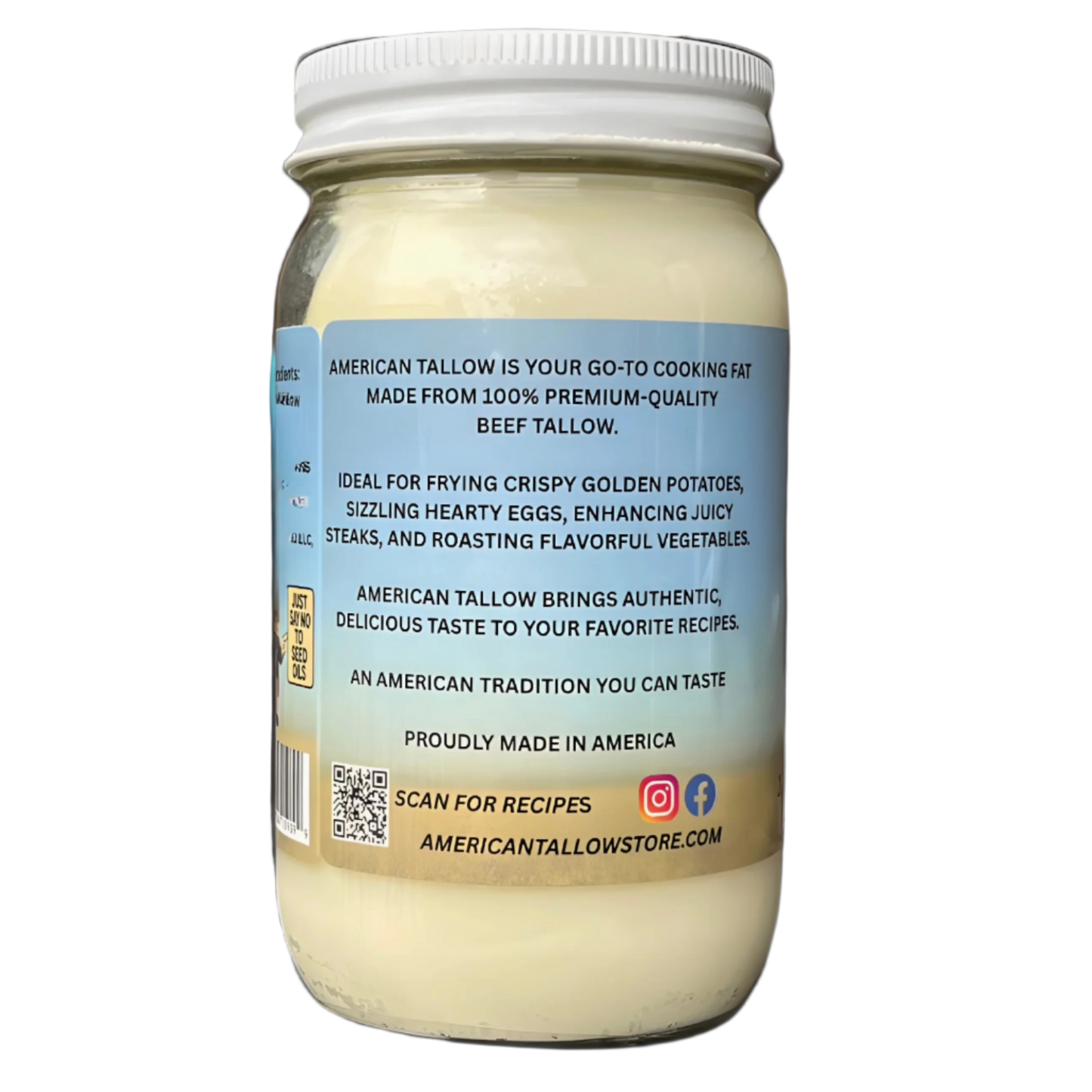 American Tallow's 100% Beef Tallow 14 oz Glass Jar