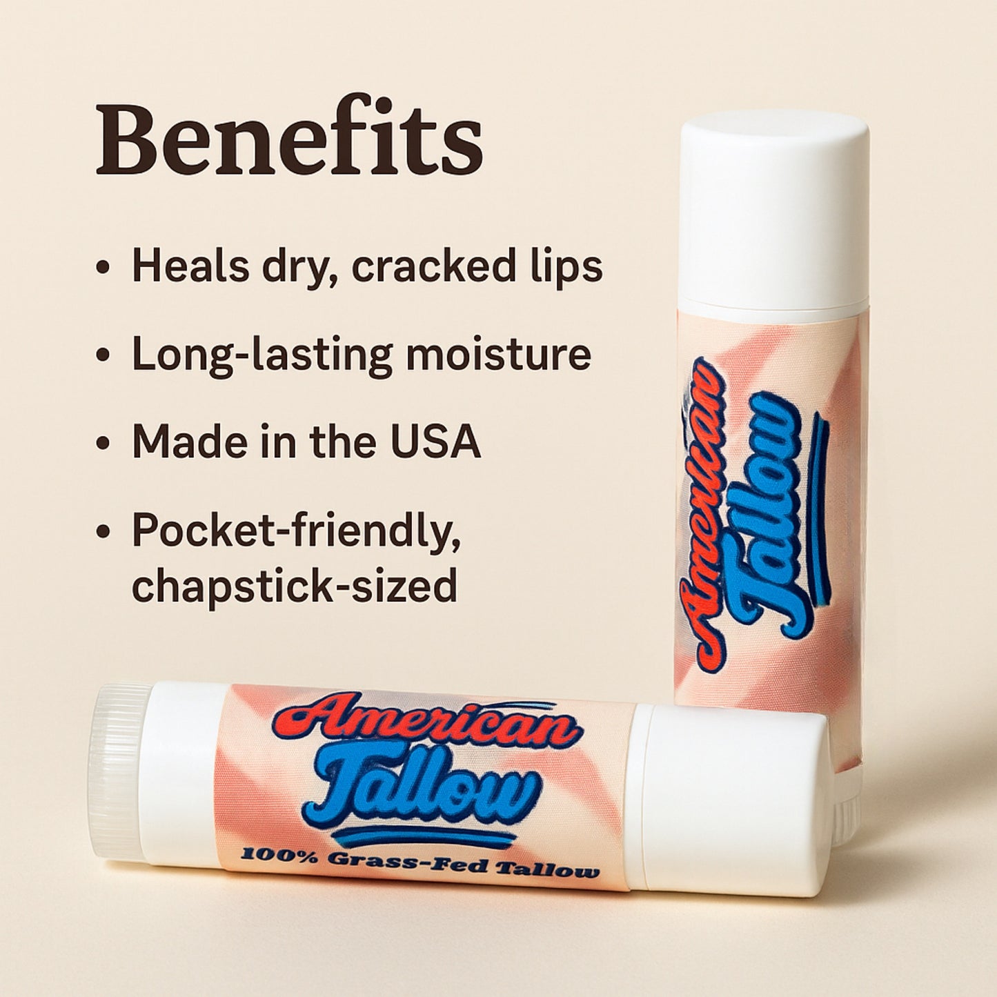 American Tallow, Grass-Fed Beef Tallow Lip Balm