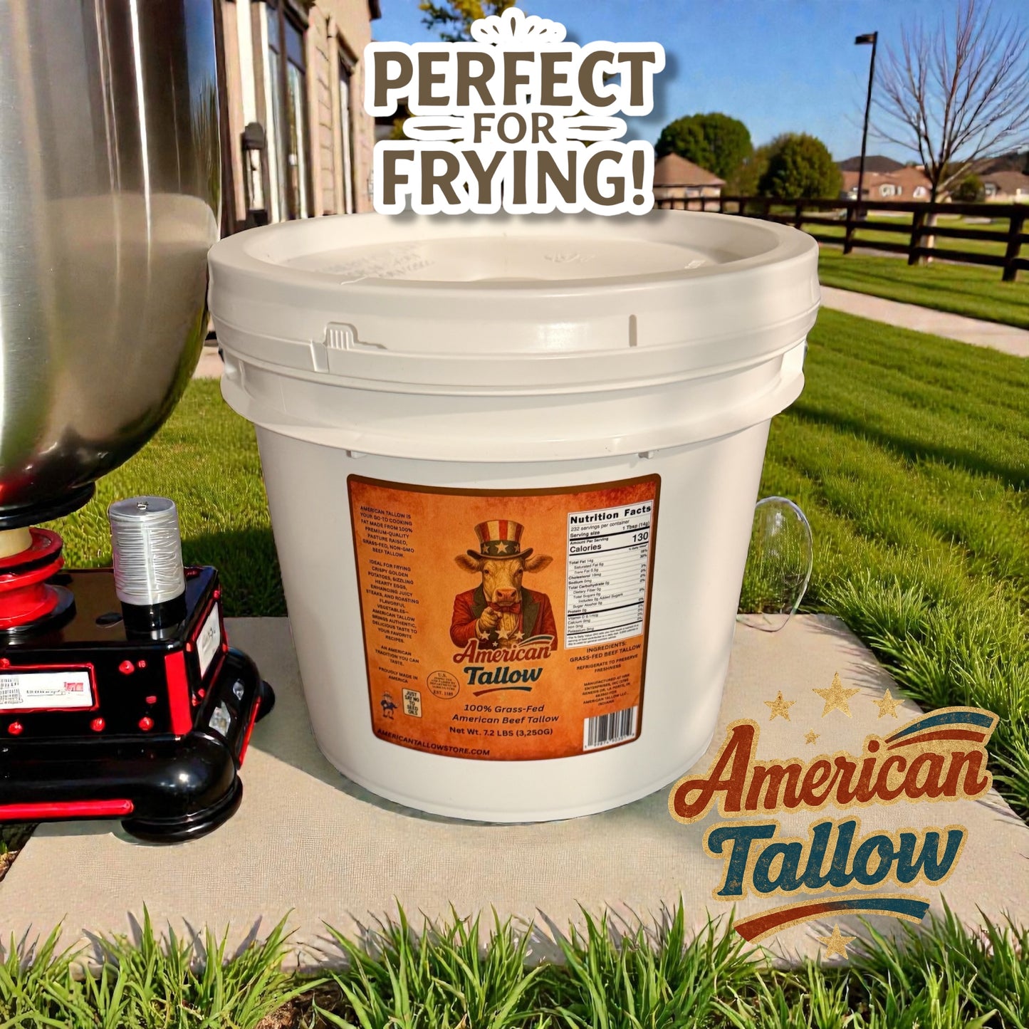 American Tallow 1 Gallon (7.2 lbs) 100% Grass-Fed Beef Tallow – Bulk, Pasture-Raised, Non-GMO, All-Natural Cooking Fat