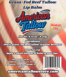 Grass Fed Beef Tallow Lip Balm - 4 Pack