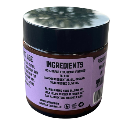 American Tallow Skin Cream  Liberty Lavender Whipped Tallow Cream 4 oz Glass Jar