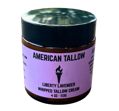 American Tallow Skin Cream  Liberty Lavender Whipped Tallow Cream 4 oz Glass Jar