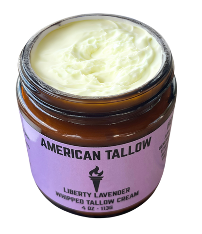American Tallow Skin Cream  Liberty Lavender Whipped Tallow Cream 4 oz Glass Jar