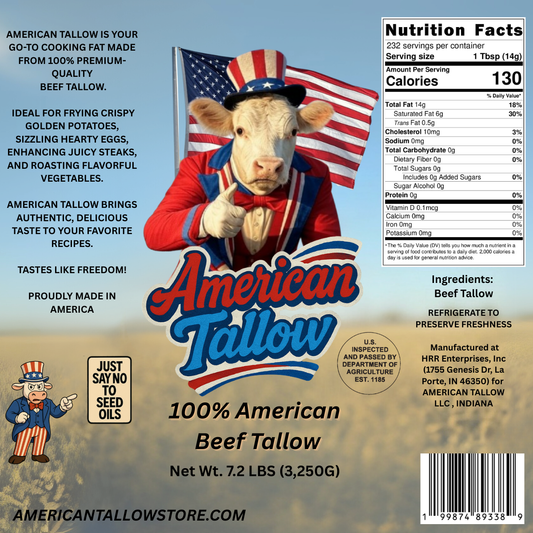 American Tallow 1 Gallon (7.2 lbs) 100% Pure Beef Tallow – Bulk, All-Natural, Additive-Free Cooking Fat