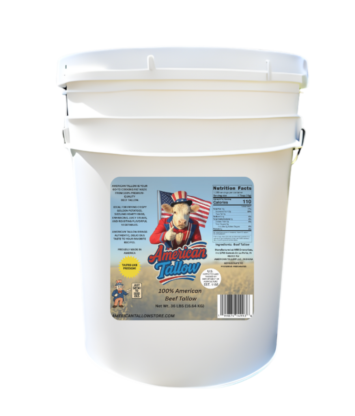 5 Gallon Bucket (36lbs) American Tallow 100% Pure Beef Tallow