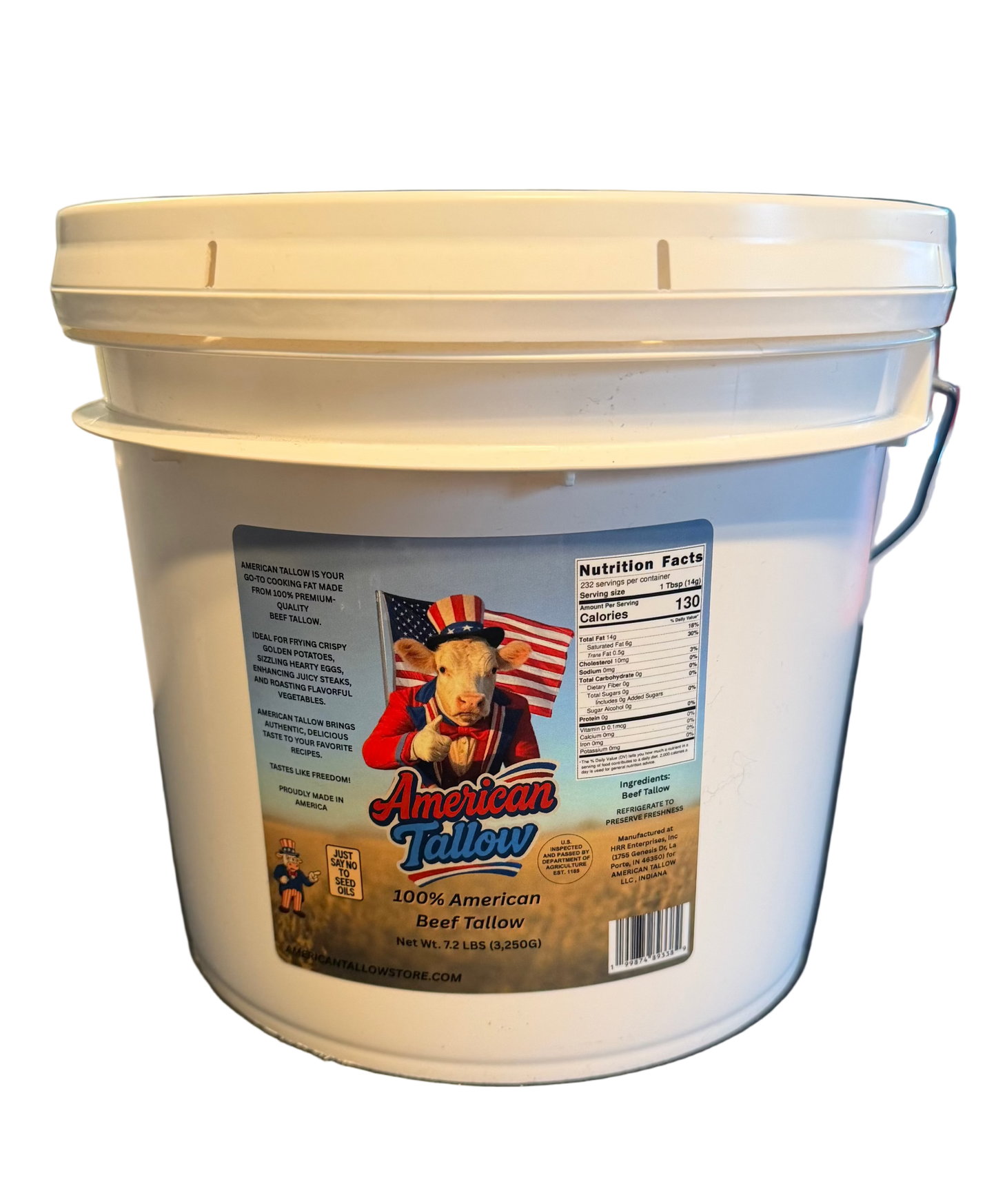 American Tallow 1 Gallon (7.2 lbs) 100% Pure Beef Tallow – Bulk, All-Natural, Additive-Free Cooking Fat