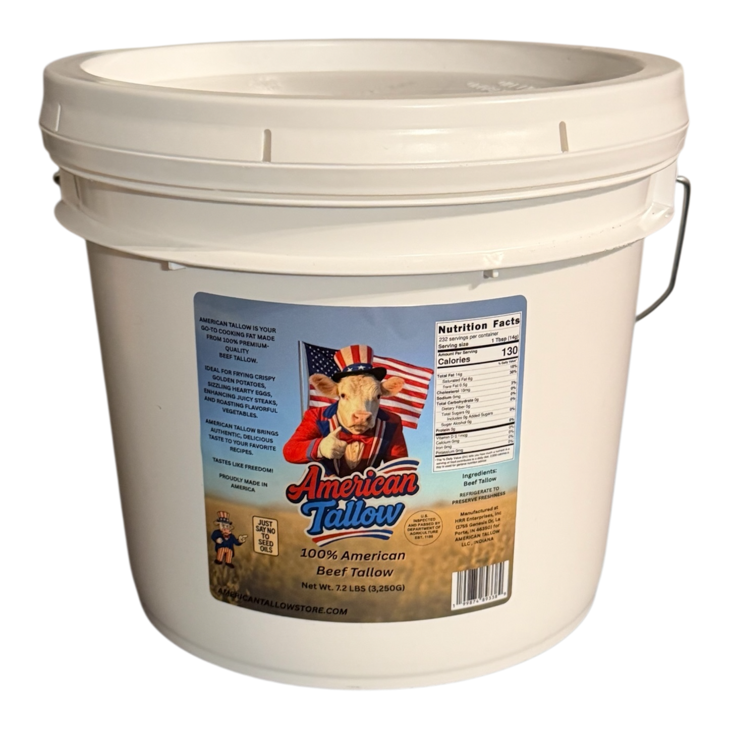 100% Pure American Beef Tallow – 1 Gallon (7.2 lb Bulk Bucket)