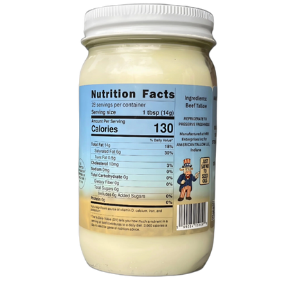 American Tallow's 100% Beef Tallow 14 oz Glass Jar